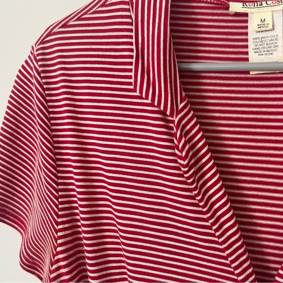 Rolla Coster Jersey Knit Shirt Dress Red White Stripe Medium Coastal Modest - Picture 7 of 12